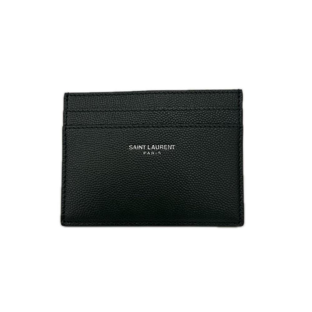 YVES SAINT LAURENT Grain Powder Textured Leather Business Card Holder/Card Ca...